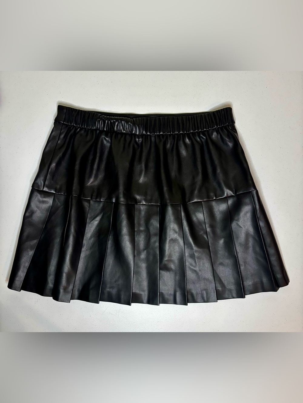 Bar III Black Faux Leather Pleated Mini Skirt - Picture 3 of 5